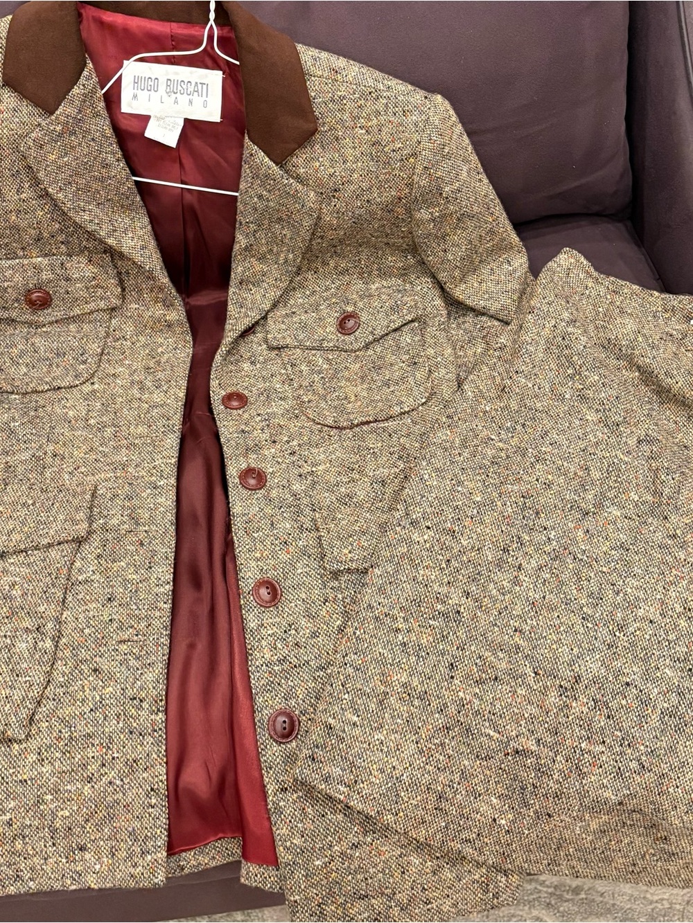 Hugo Buscati Milano Vintage Wool Tweed Skirt Suit | Made in USA | Size 2